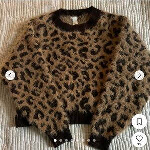H&M Fuzzy Leopard Crewneck Sweater - Brown & Black